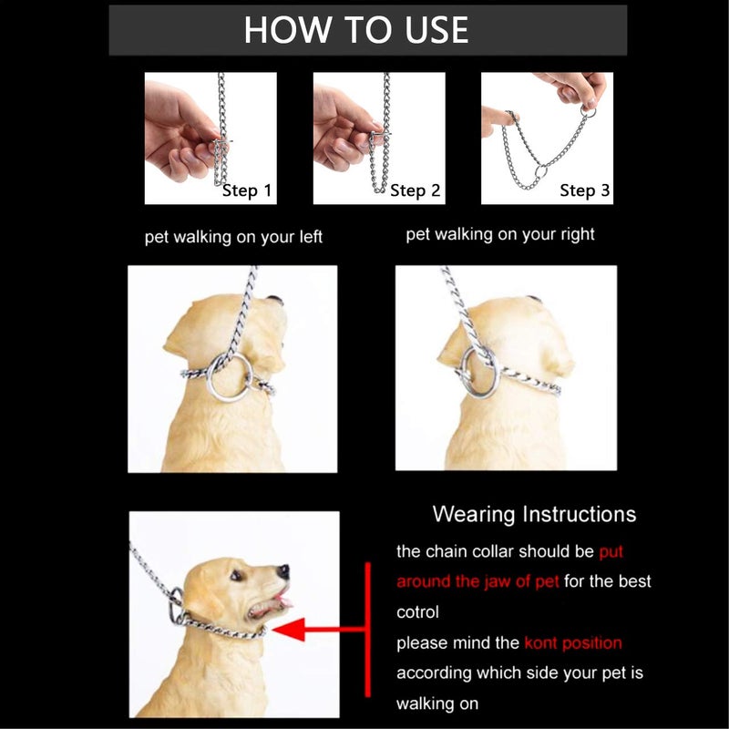 Mogoko Stainless Steel Dog Choke Chain Collar, Puppy Metal P Chain Slip Collar Pet Training Walking Choker(2.0mm;14.0 Inch) - Image 5